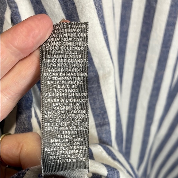 Sharagano Blue and White Striped Midi Dress - Picture 9 of 10